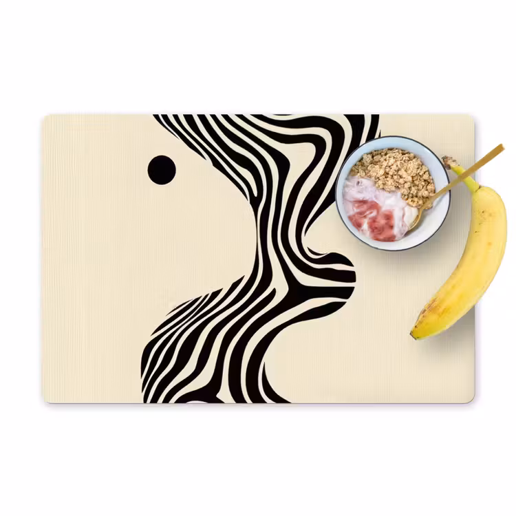 Sets de table en vinyle - Beige - Lignes - Ondulé - Abstrait — 1