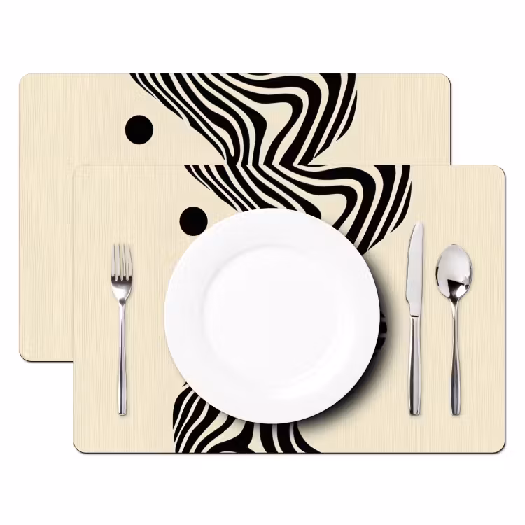 Sets de table en vinyle - Beige - Lignes - Ondulé - Abstrait — 2