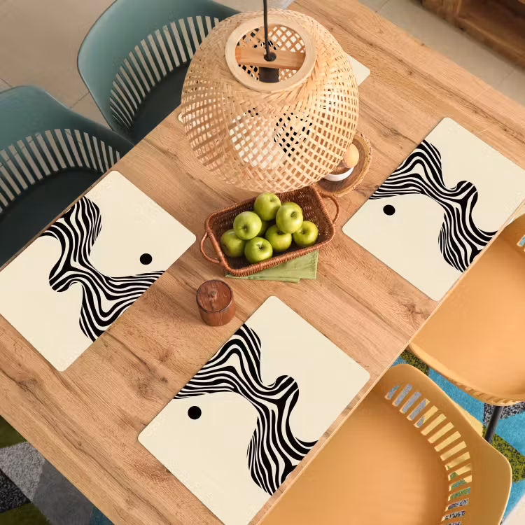 Sets de table en vinyle - Beige - Lignes - Ondulé - Abstrait — 3