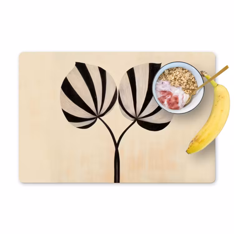 Sets de table en vinyle - Feuilles - Rayé - Tige - Beige — 1