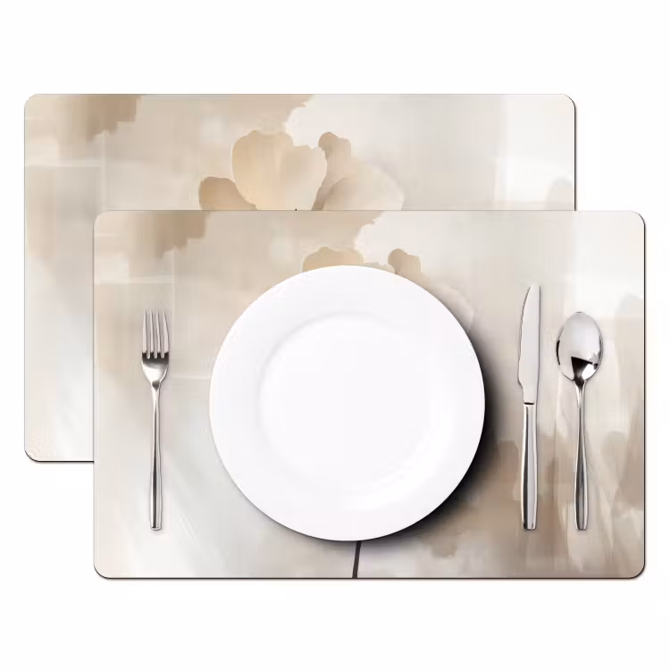 Sets de table en vinyle - Fleur - Beige - Peinture - Ombre — 2