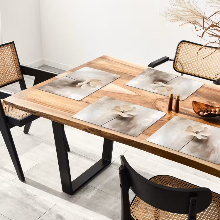 Sets de table en vinyle - Fleur - Beige - Peinture - Ombre — 4