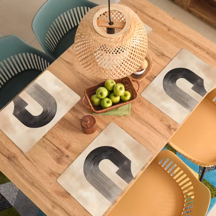 Sets de table en vinyle - Noeud - Rayures - Minimaliste - Noir — 3