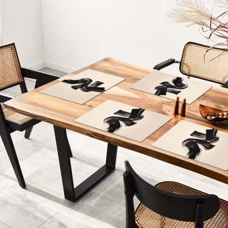 Sets de table en vinyle - Rayures - Noir - Abstrait — 4