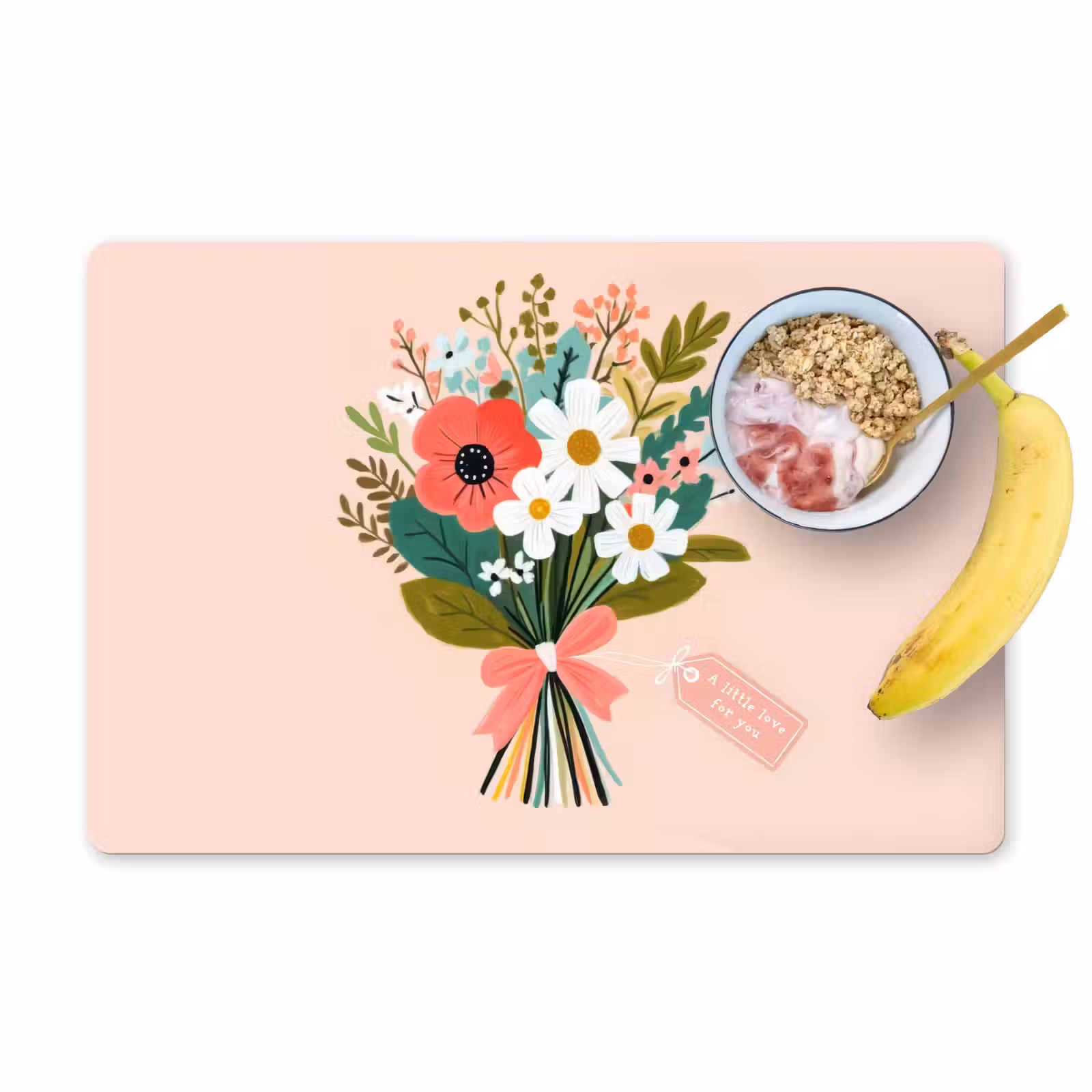 Sets de table en vinyle - Bouquet - Noeud - Carte - Citation — 1