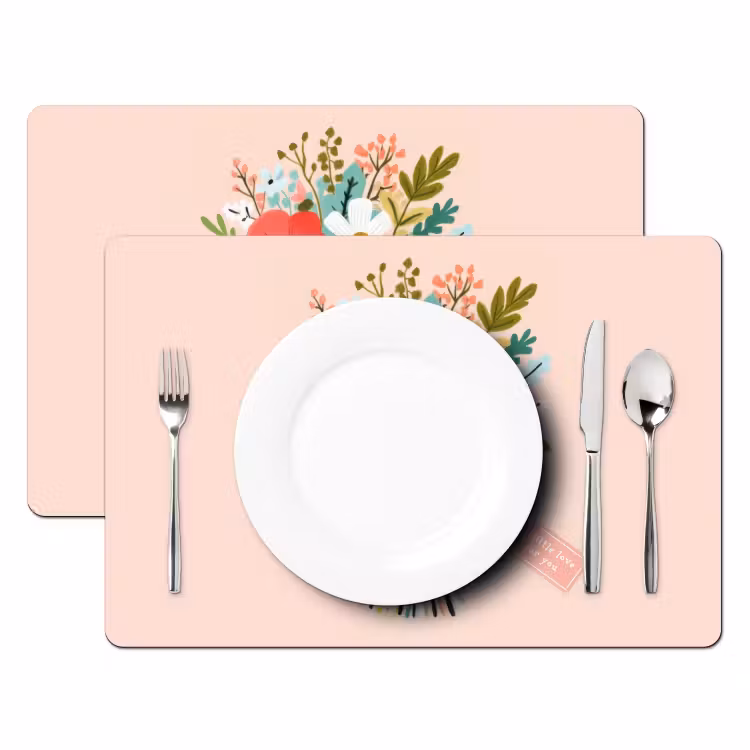 Sets de table en vinyle - Bouquet - Noeud - Carte - Citation — 2