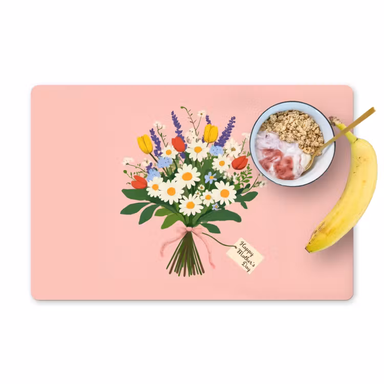 Sets de table en vinyle - Fleurs - Ruban - Carte — 1