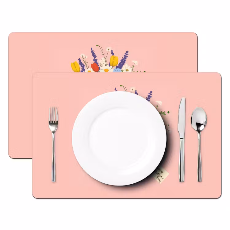 Sets de table en vinyle - Fleurs - Ruban - Carte — 2