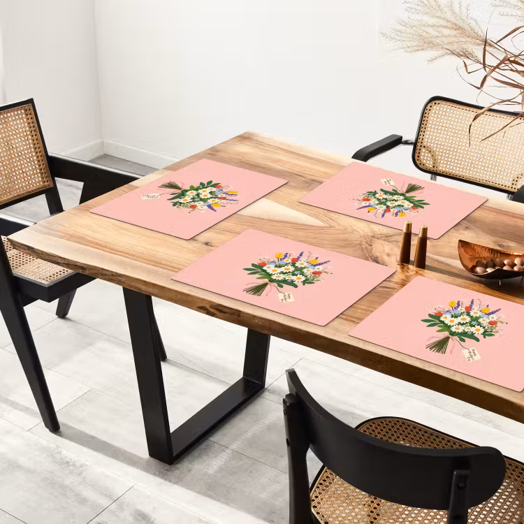 Sets de table en vinyle - Fleurs - Ruban - Carte — 4