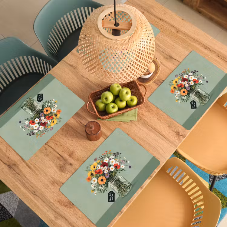 Sets de table en vinyle - Fleurs - Vase - Carte — 3