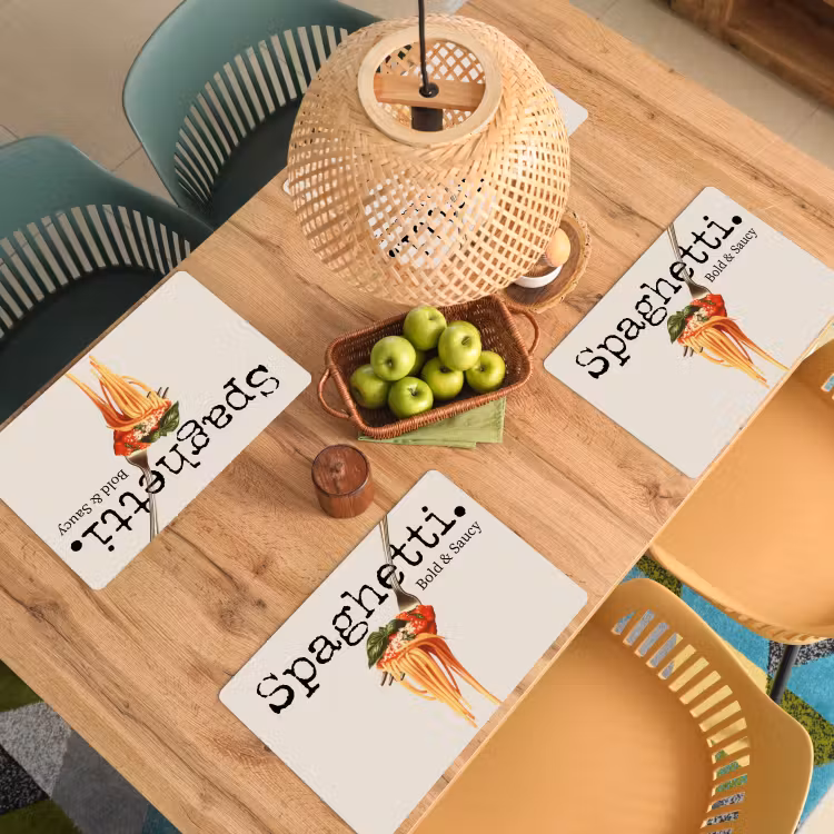 Sets de table en vinyle - Spaghetti - sauce tomate - parmesan — 3
