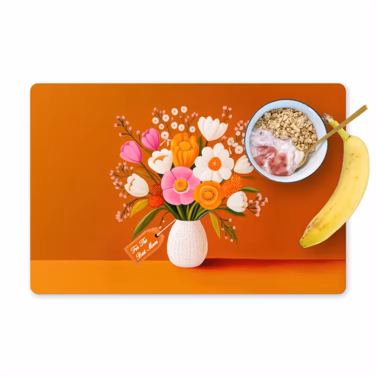 Sets de table en vinyle - Vase - Fleurs - Orange — 1