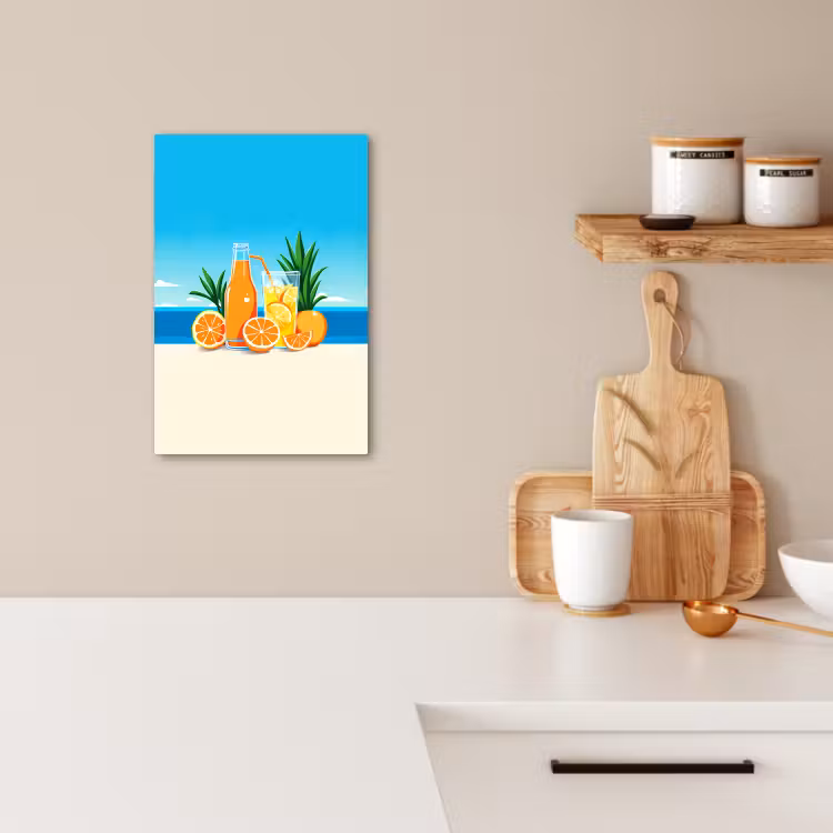 Tableau sur toile - Oranges - Glaçons - Mer - Illustration — 1