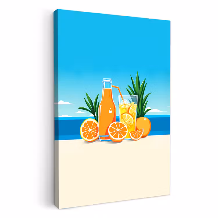 Tableau sur toile - Oranges - Glaçons - Mer - Illustration — 3