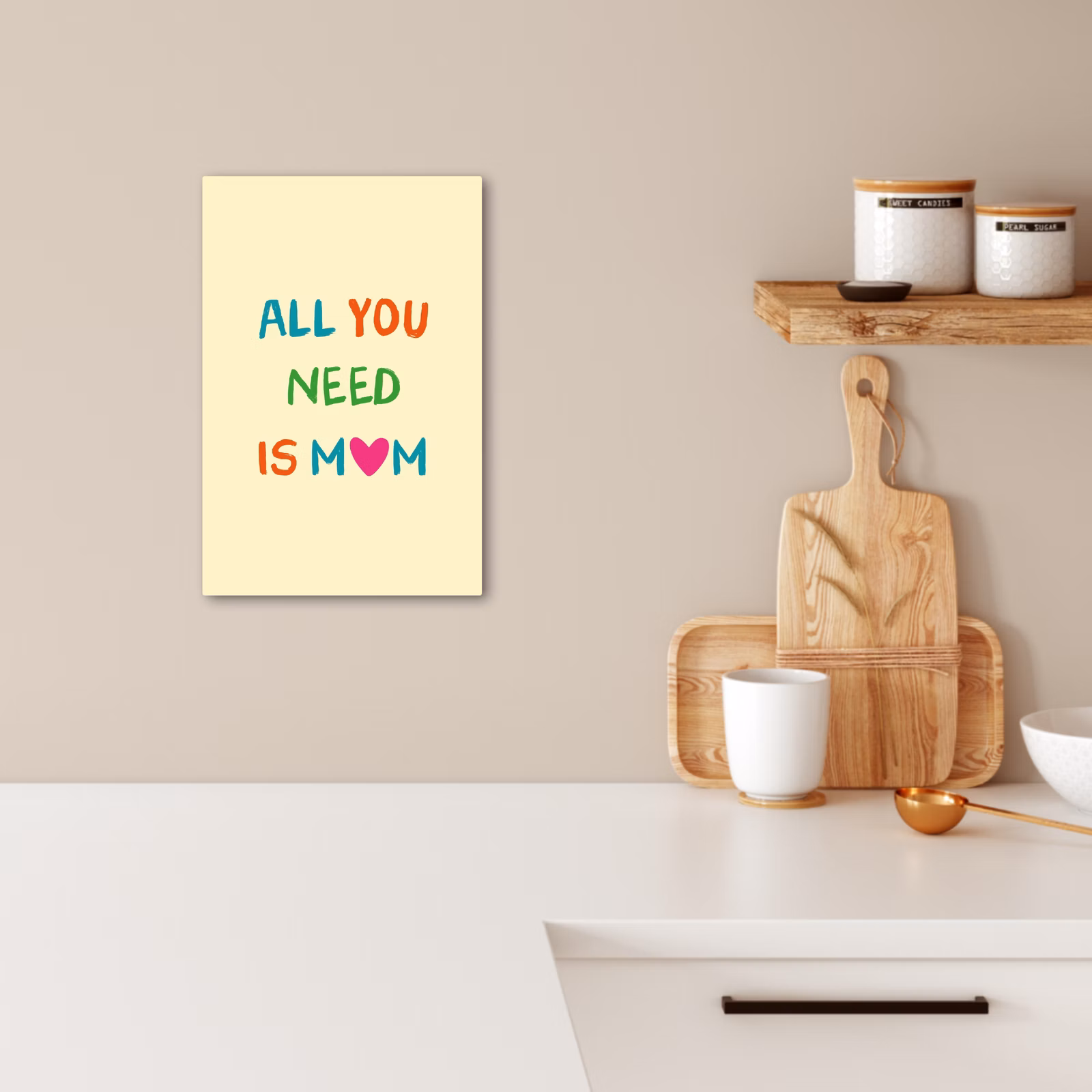 Tableau sur toile - Coeur - Mère - Texte - Coloré — 1