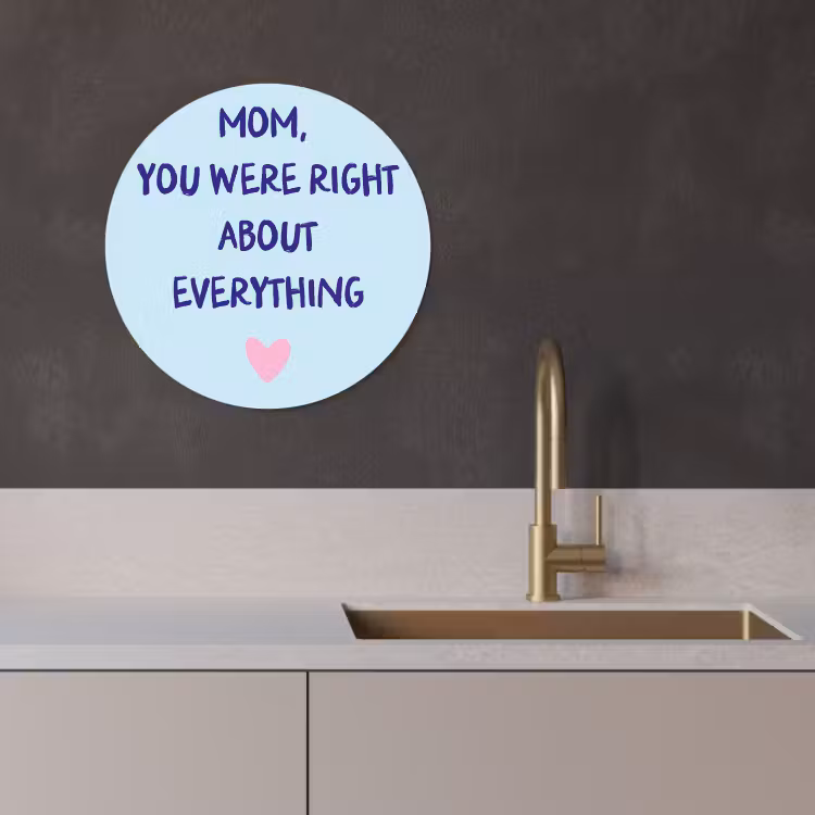 Tableau rond - Mère - Citation - Bleu — 2