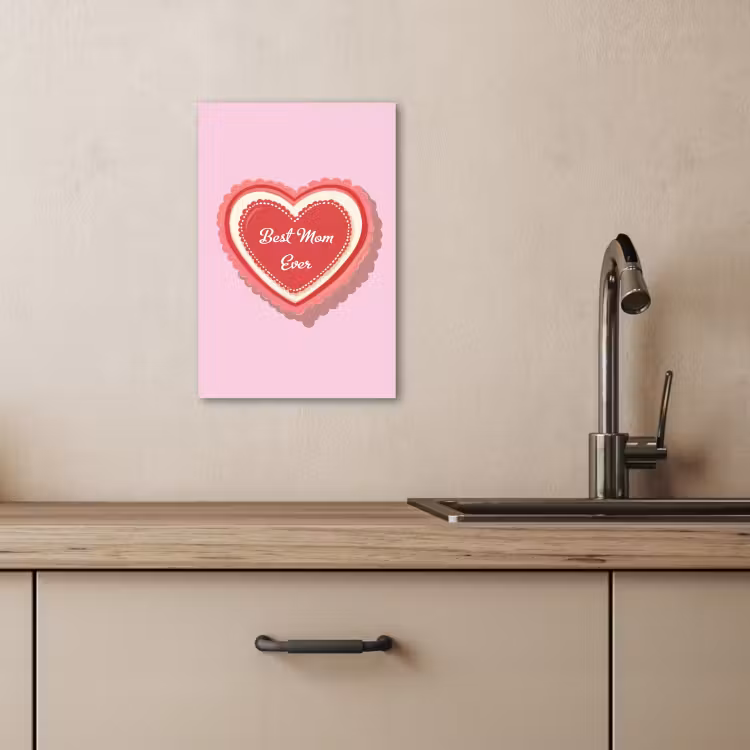 Tableau sur toile - Texte - Coeur - Mère - Rose — 1
