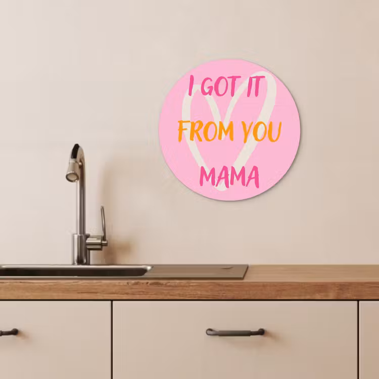 Tableau rond - Maman - Citation - Coeur - Rose — 1