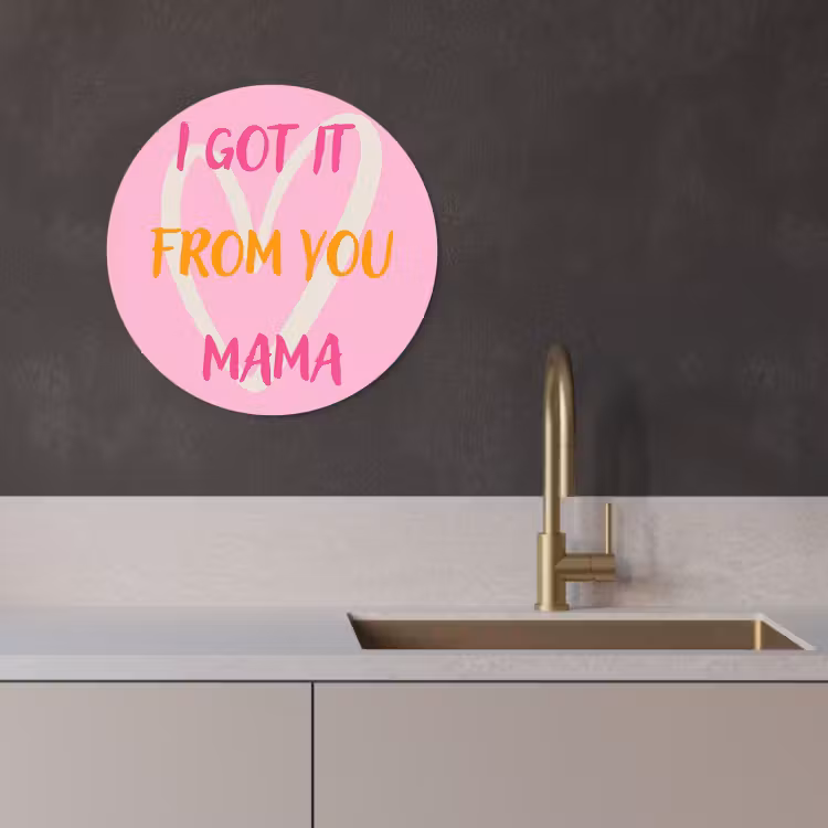 Tableau rond - Maman - Citation - Coeur - Rose — 3