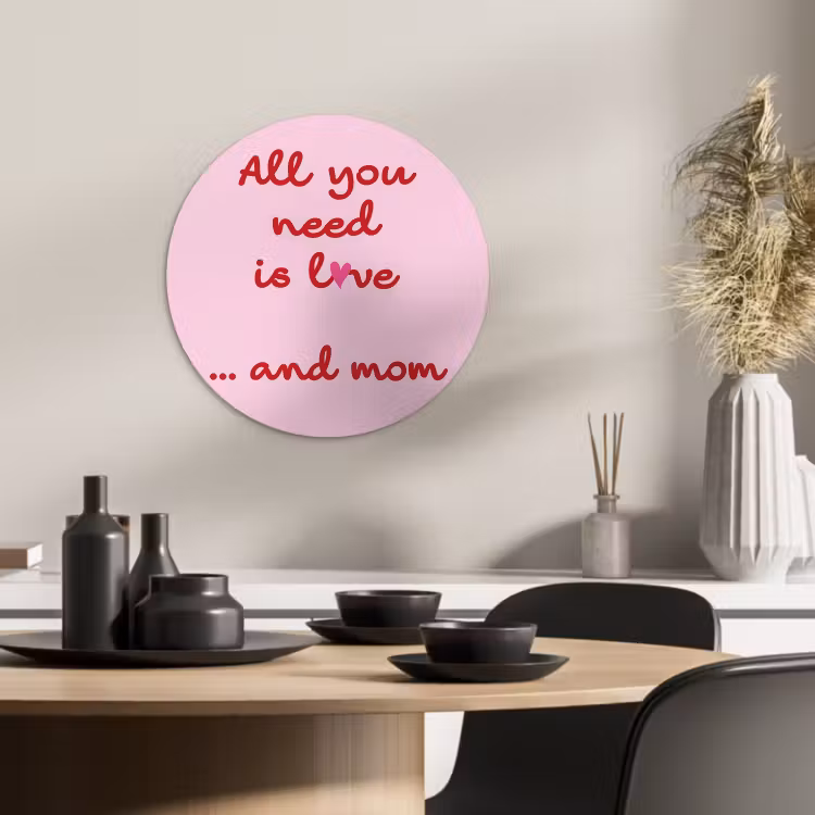 Tableau rond - Mère - Amour - Texte - Rouge — 2