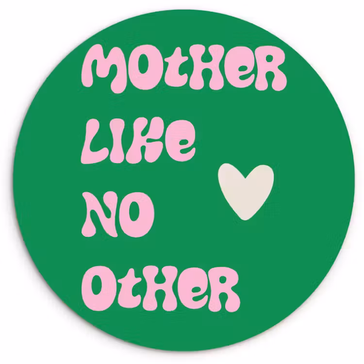 Tableau rond - Texte - Coeur - Mère - Vert — 1
