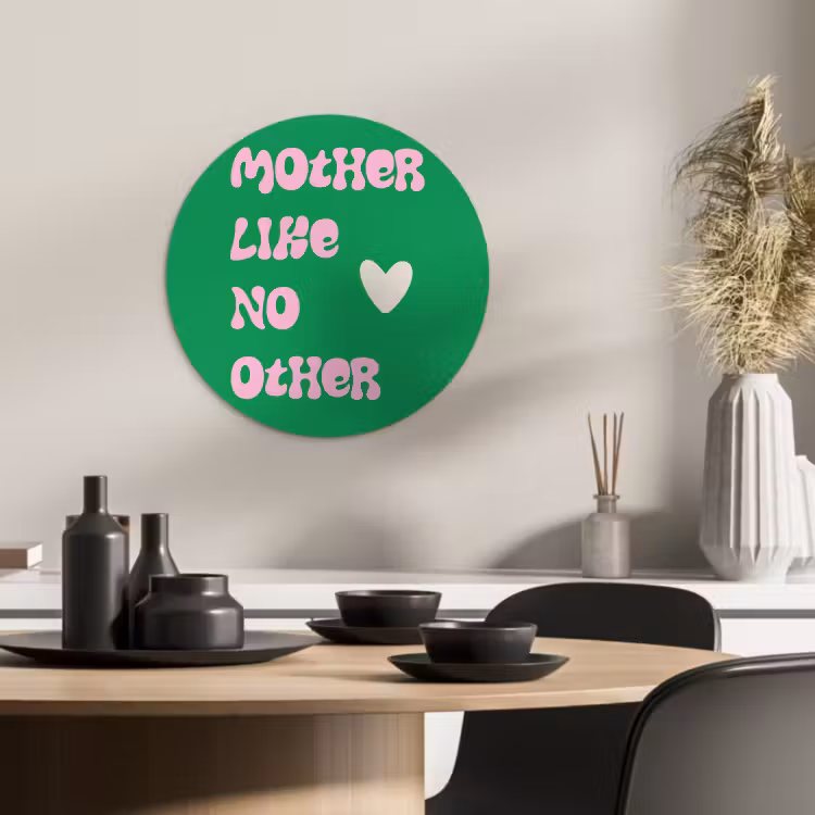 Tableau rond - Texte - Coeur - Mère - Vert — 2