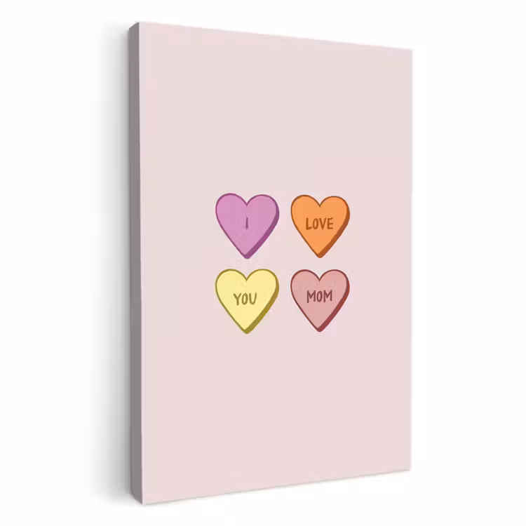 Tableau sur toile - Coeurs - Pastel - Amour - Mère — 1