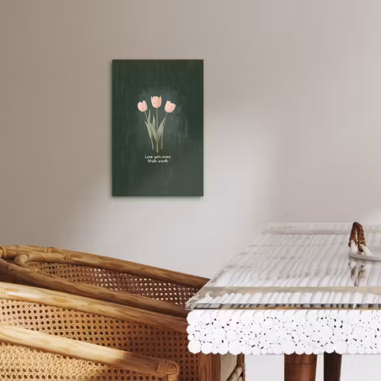 Tableau sur toile - Tulipes - Rose - Texte - Amour — 2