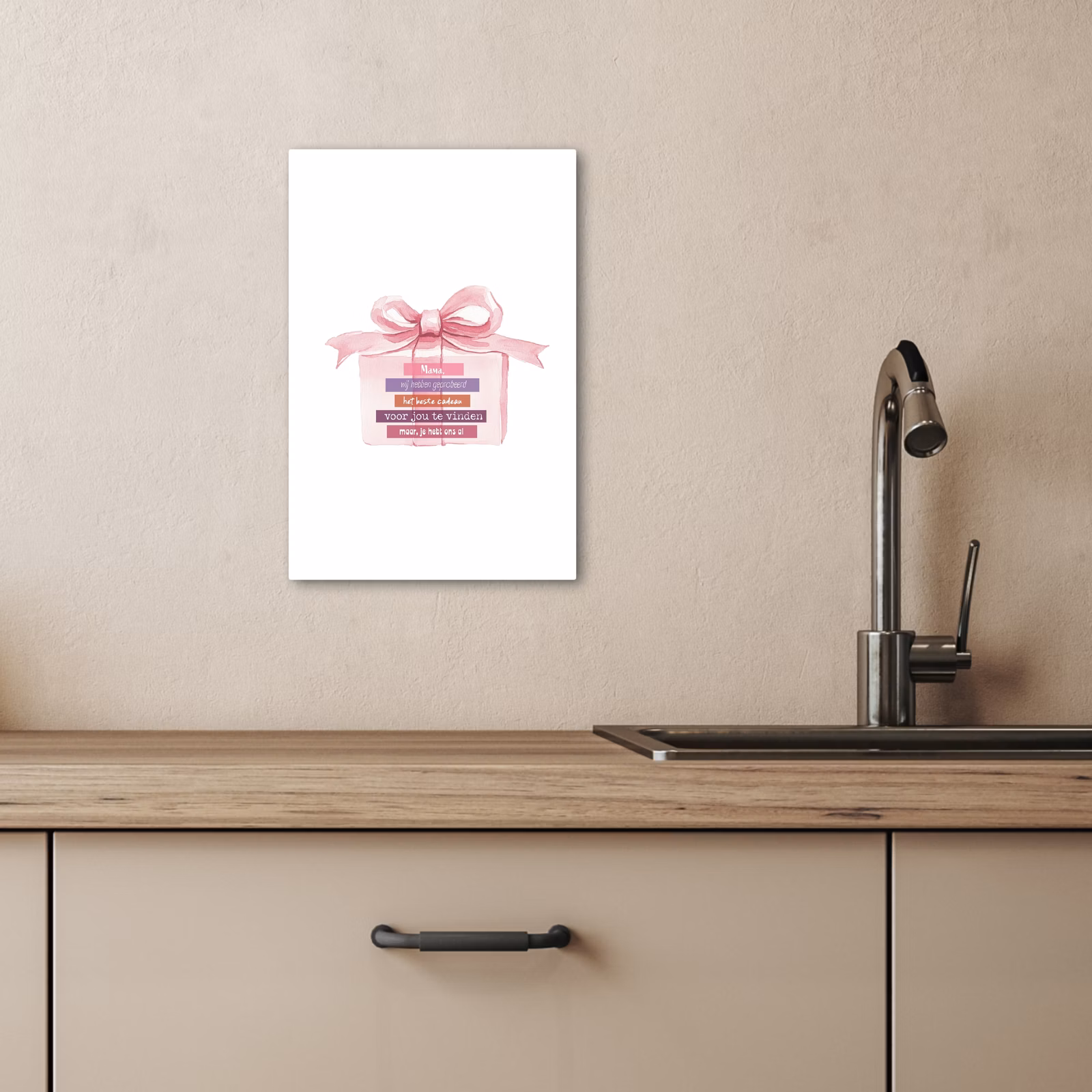 Tableau sur toile - Cadeau - nœud - texte - rose — 1