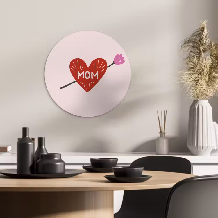 Tableau rond - Coeur - Rouge - Fleur - Mère — 2