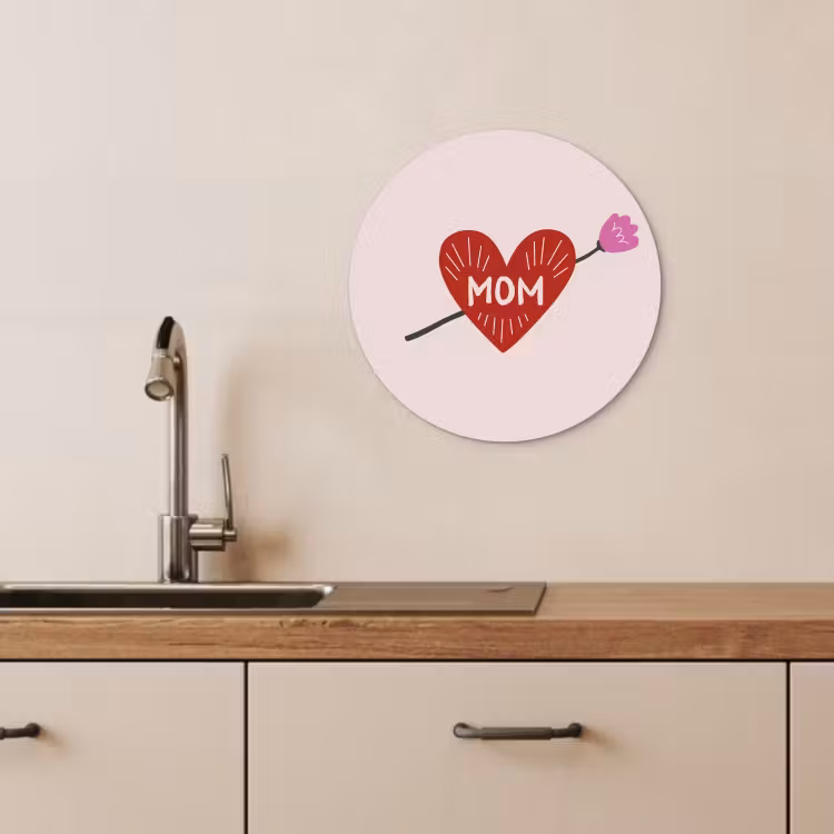 Tableau rond - Coeur - Rouge - Fleur - Mère — 3
