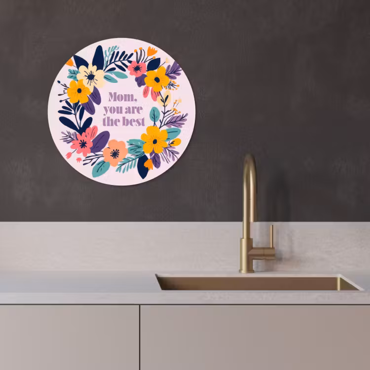 Tableau rond - Couronne de fleurs - Colorée - Mère — 4