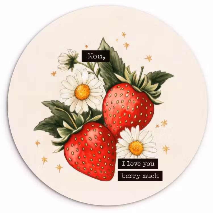 Tableau rond - Fraises - Marguerites - Citation - Étoiles — 1