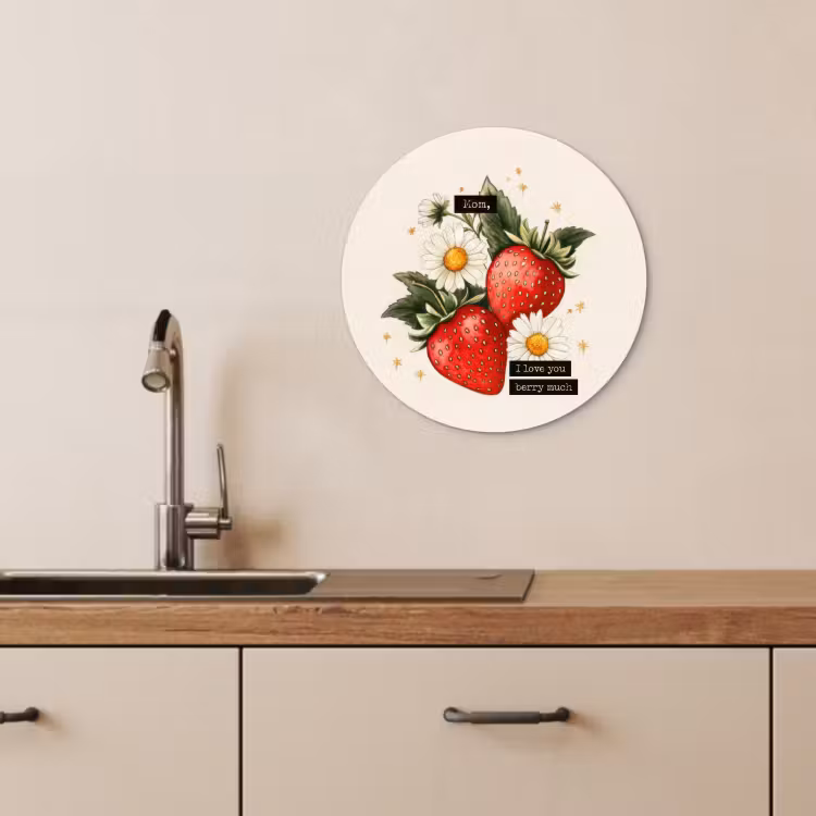 Tableau rond - Fraises - Marguerites - Citation - Étoiles — 3