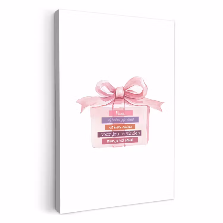 Tableau sur toile - Cadeau - nœud - texte - rose — 2
