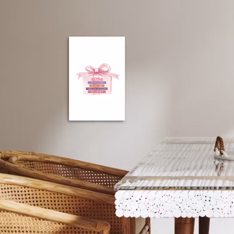 Tableau sur toile - Cadeau - nœud - texte - rose — 4