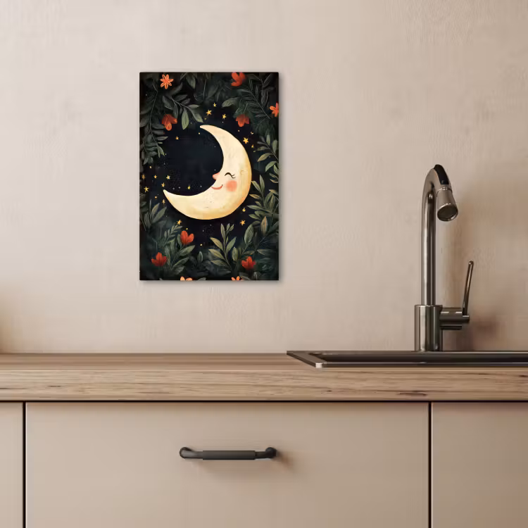 Tableau sur toile - Lune - Fleurs - Ciel nocturne — 2