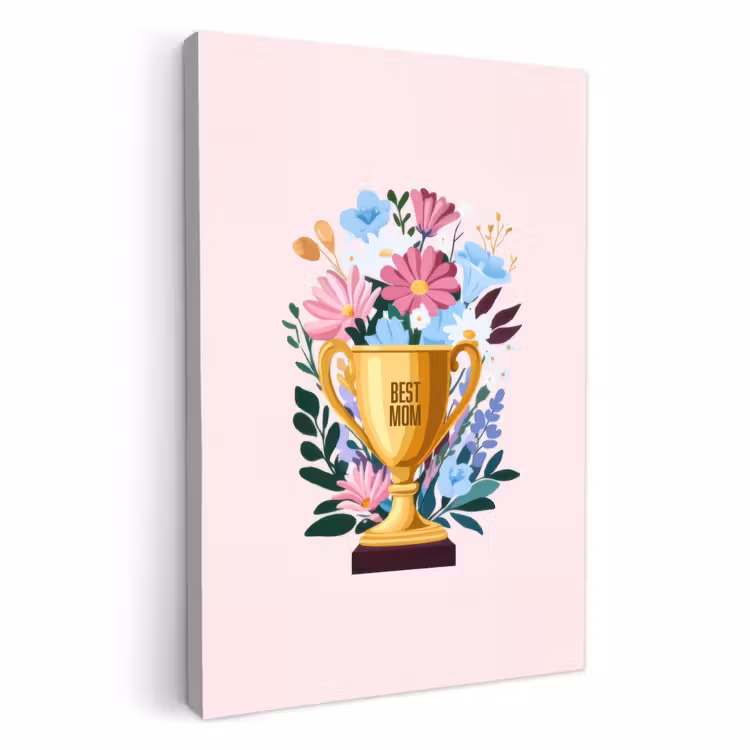 Tableau sur toile - Trophée - Meilleure Maman - Fleurs - Colorées — 1