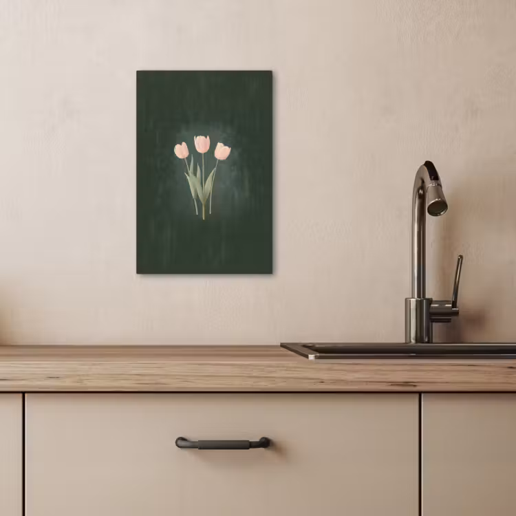 Tableau sur toile - Tulipes - Amour - Vert foncé — 1