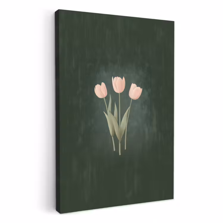 Tableau sur toile - Tulipes - Amour - Vert foncé — 2