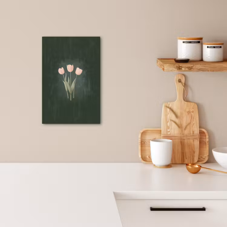 Tableau sur toile - Tulipes - Amour - Vert foncé — 3