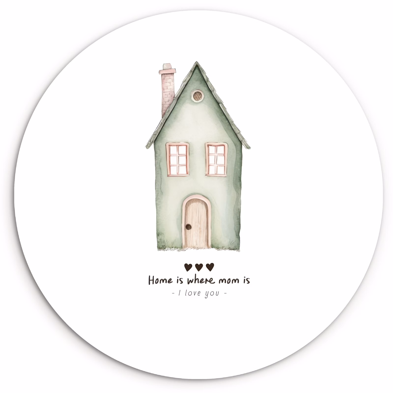 Tableau rond - Cottage - Green - Text - Loving — 1