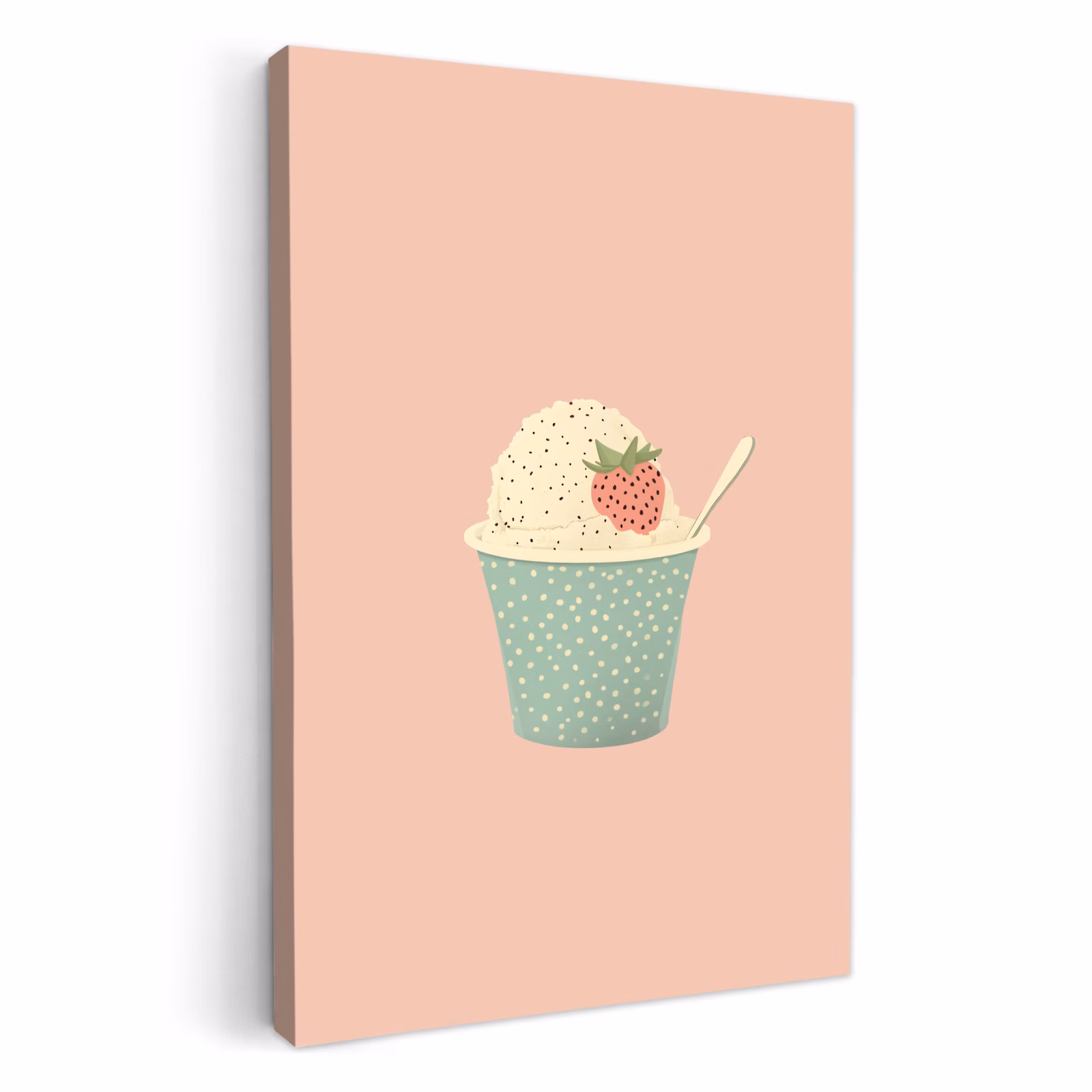 Tableau sur toile - Plateau - Glace - Fraise - Rose — 1