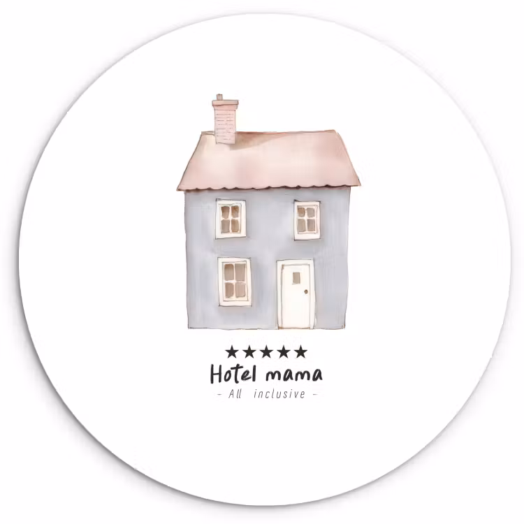 Tableau rond - Bleu clair - Maison - Maman - Texte — 1