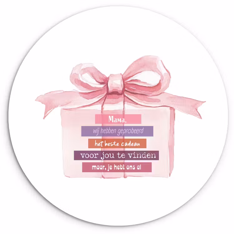 Tableau rond - Cadeau - nœud - texte - rose — 1