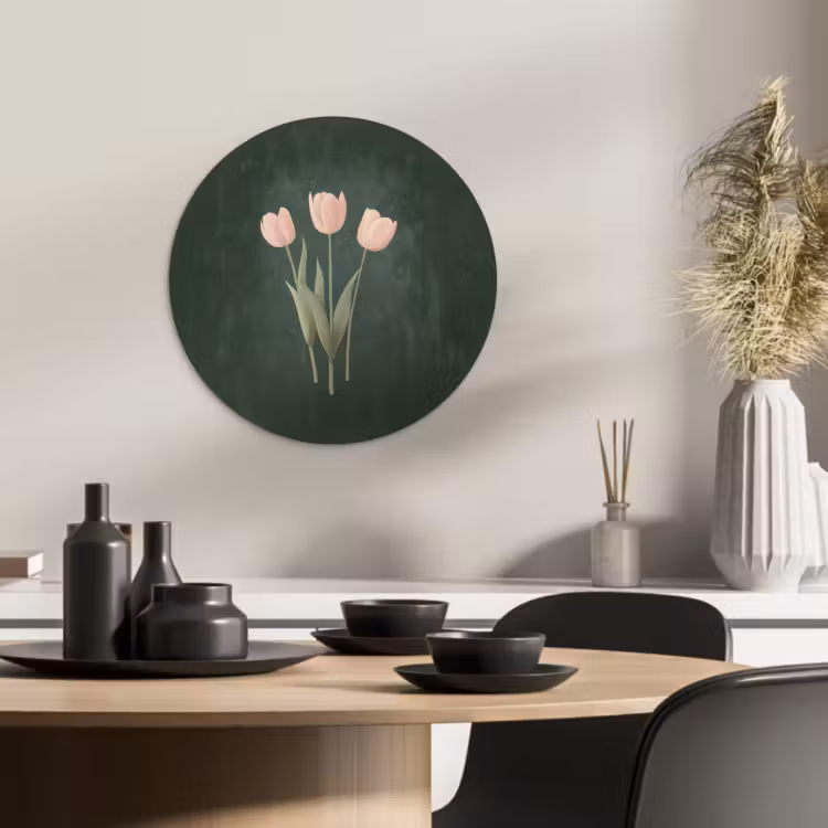 Tableau rond - Tulipes - Amour - Vert foncé — 3