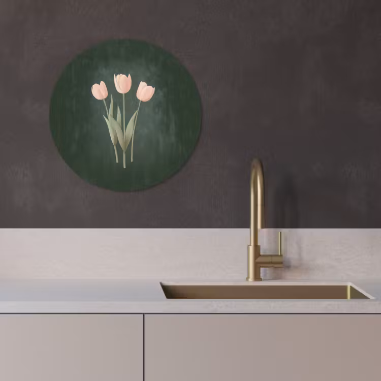 Tableau rond - Tulipes - Amour - Vert foncé — 4