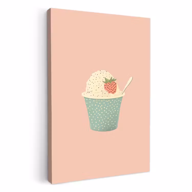 Tableau sur toile - Plateau - Glace - Fraise - Rose — 1