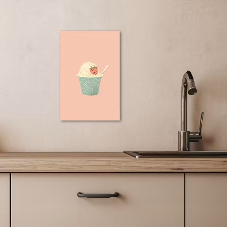 Tableau sur toile - Plateau - Glace - Fraise - Rose — 3