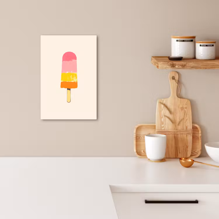 Tableau sur toile - Glace à l'eau - Rétro - Bâton - Rose — 3